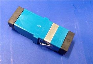 CW9417-000-(F)-Adapter-SM-LC-Duplex-Ceramic-BLUE---Flangeless--(Fits-SC-Simplex-cutout)-(33409)